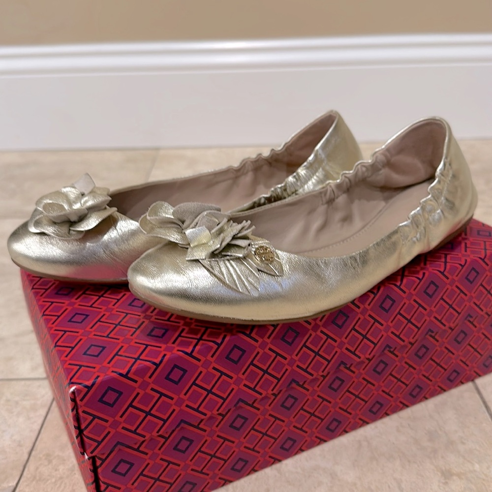 Tory Burch Gold Flats